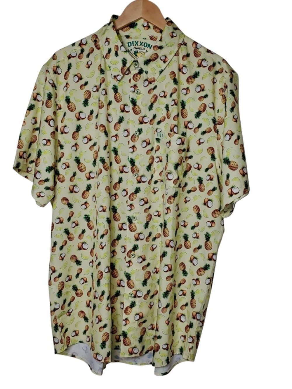 Dixxon Flannel Co. Men's Pina Colada FIST Party Short Sleeve Shirt, Size XL